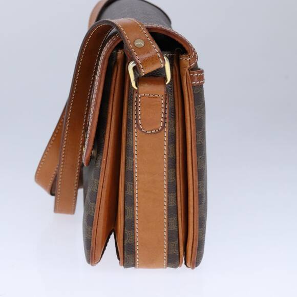 CELINE Macadam Canvas Shoulder Bag Pvc Leather Brown Gold - Picture 5 of 13